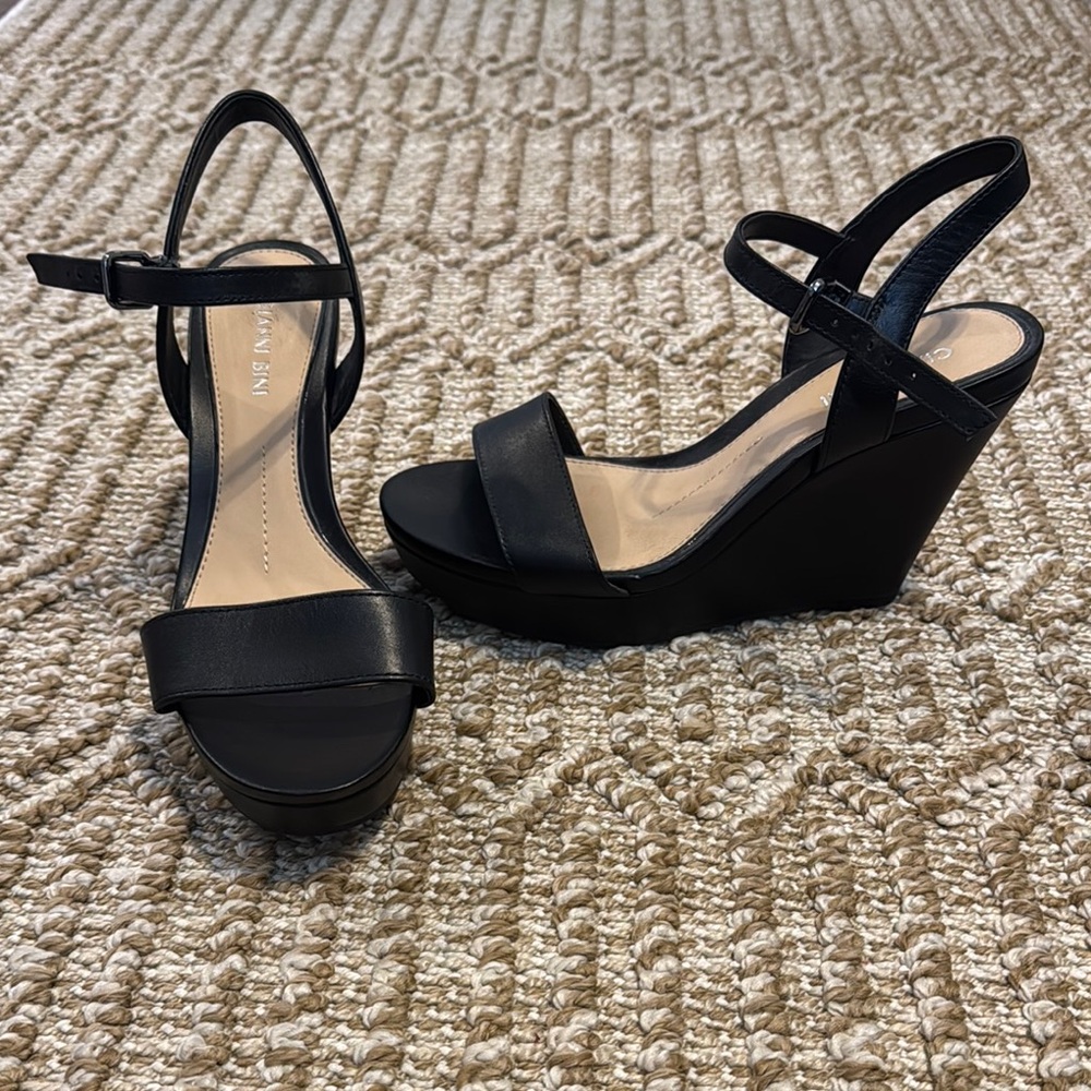 Black Wedge Sandals